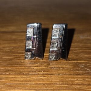 Vintage Silver Geometric Cuff Links